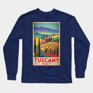 A Vintage Travel Art of Tuscany - Italy Long Sleeve T-Shirt